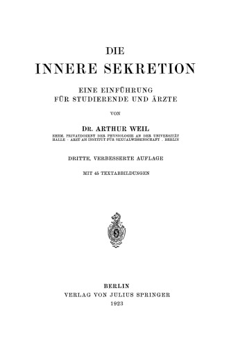 Die Innere Sekretion: Eine Einführung für Studierende und Ärzte