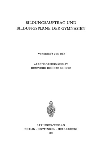 Bildungsauftrag und Bildungspläne der Gymnasien