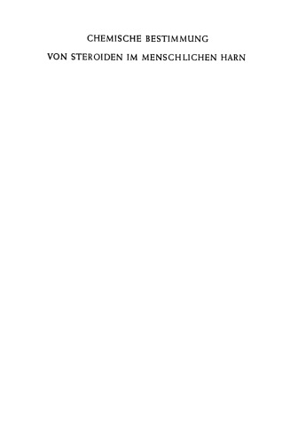 Chemische Bestimmung von Steroiden im Menschlichen Harn