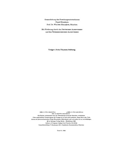Khumbu Himal — Ergebnisse des Forschungsunternehmens Nepal Himalaya: Band 1 / 4. Lieferung