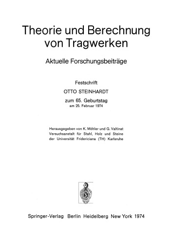 Theorie und Berechnung von Tragwerken: Aktuelle Forschungsbeiträge