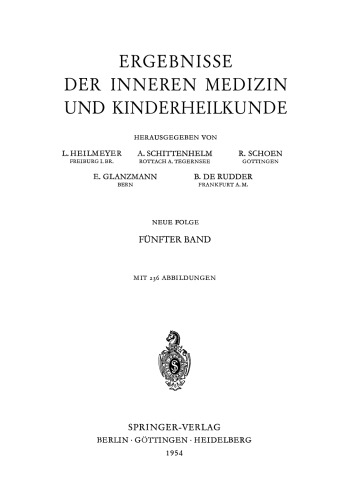 Ergebnisse der Inneren Medizin und Kinderheilkunde: Neue Folge