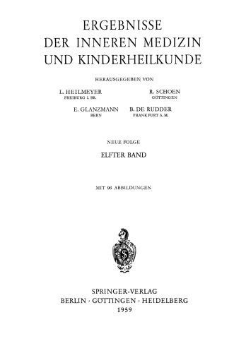 Ergebnisse der Inneren Medizin und Kinderheilkunde: Neue Folge