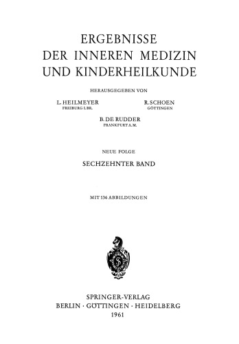 Ergebnisse der Inneren Medizin und Kinderheilkunde: Neue Folge