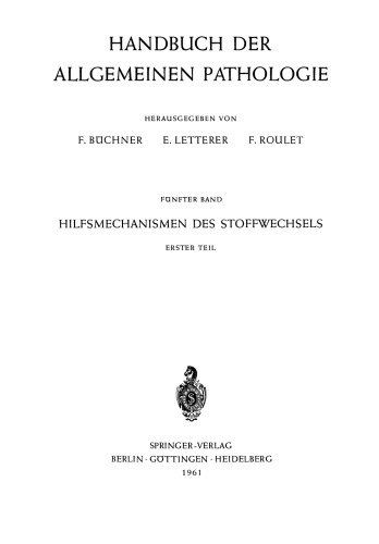 Hilfsmechanismen des Stoffwechsels I
