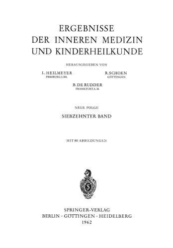 Ergebnisse der Inneren Medizin und Kinderheilkunde