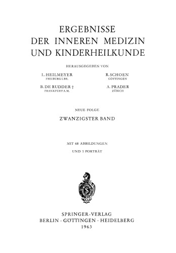 Ergebnisse der Inneren Medizin und Kinderheilkunde: Neue Folge