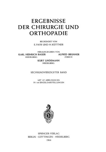 Ergebnisse der Chirurgie und Orthopädie