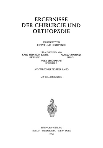 Ergebnisse der Chirurgie und Orthopädie
