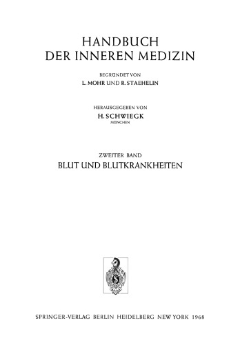 Blut und Blutkrankheiten: Teil 1 Allgemeine Hämatologie und Physiopathologie des Erythrocytären Systems