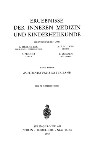 Ergebnisse der Inneren Medizin und Kinderheilkunde: Neue Folge