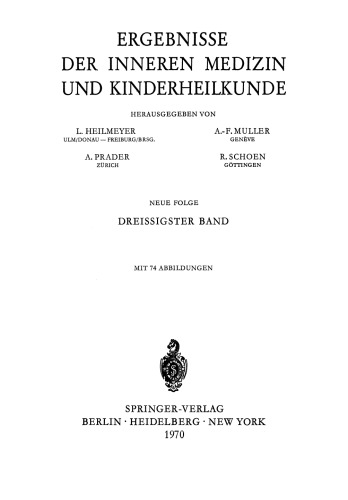 Ergebnisse der Inneren Medizin und Kinderheilkunde: Neue Folge