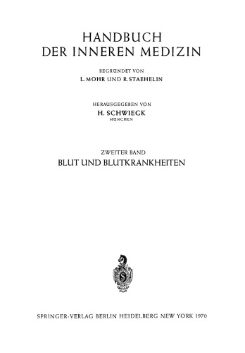 Blut und Blutkrankheiten: Teil 2 Klinik des Erythrocytären Systems