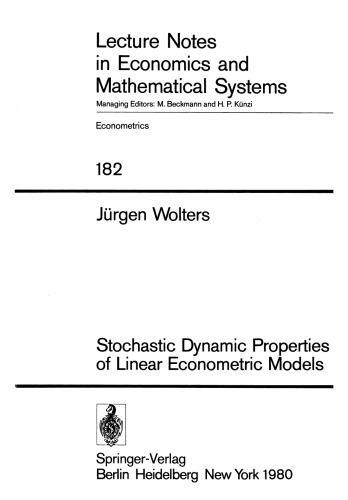 Stochastic Dynamic Properties of Linear Econometric Models