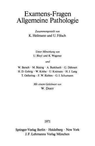 Examens-Fragen Allgemeine Pathologie