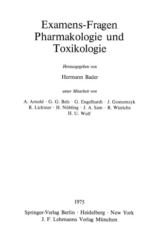 Examens-Fragen Pharmakologie und Toxikologie