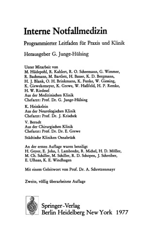 Interne Notfallmedizin: Programmierter Leitfaden für Praxis und Klinik