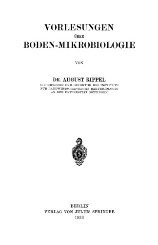 Vorlesungen Über Boden-Mikrobiologie