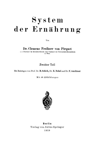 System der Ernährung: Zweiter Teil