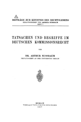 Tatsachen und Begriffe im Deutschen Kommissionsrecht