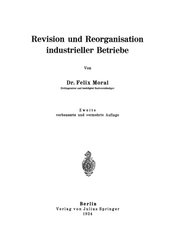 Revision und Reorganisation industrieller Betriebe