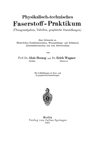 Physikalisch-technisches Faserstoff — Praktikum: Übungsaufgaben, Tabellen, graphische Darstellungen