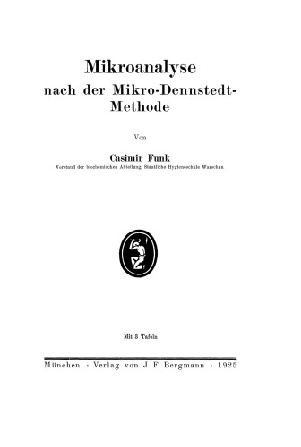 Mikroanalyse nach der Mikro-Dennstedt-Methode