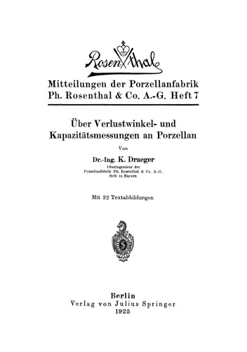 Über Verlustwinkel- und Kapazitätsmessungen an Porzellan
