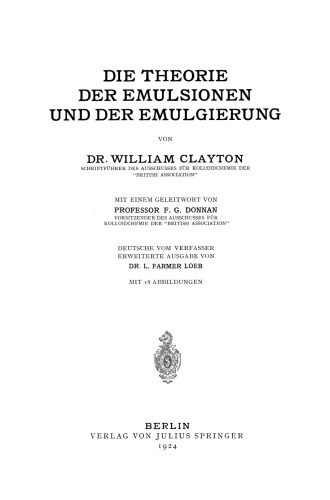Die Theorie der Emulsionen und der Emulgierung