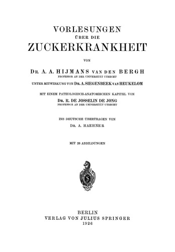Vorlesungen über die Zuckerkrankheit