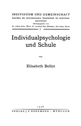 Individualpsychologie und Schule