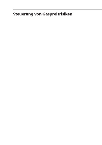 Steuerung von Gaspreisrisiken: Konzeption eines Preisrisikomanagements für Gasversorger