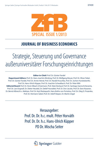 Strategie, Steuerung und Governance außeruniversitärer Forschungseinrichtungen
