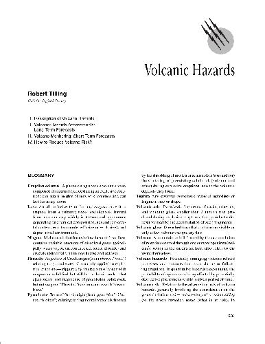 Solid earth geophysics 559-577 Volcanic Hazards