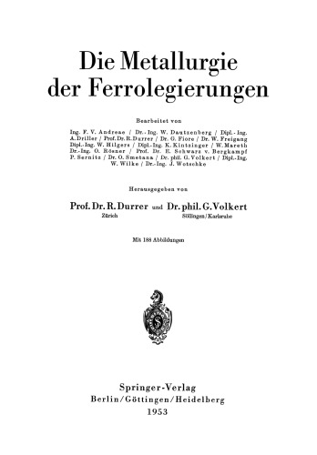 Die Metallurgie der Ferrolegierungen