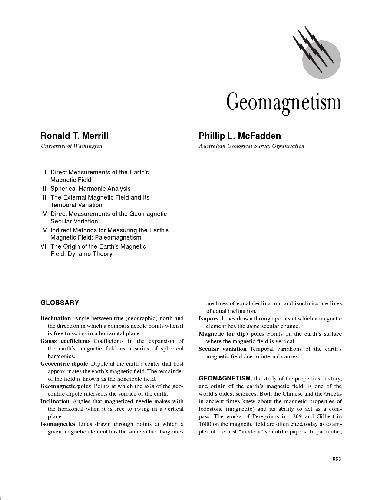 Solid earth geophysics 663-674 Geomagnetism