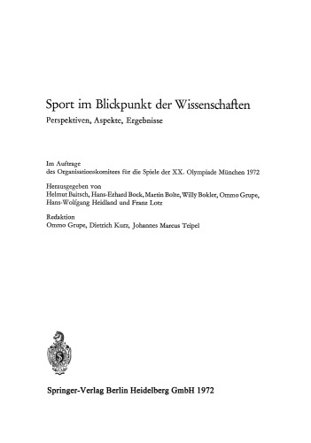 Sport im Blickpunkt der Wissenschaften: Perspektiven, Aspekte, Ergebnisse