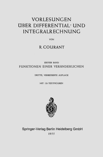 Vorlesungen über Differential- und Integralrechnung: Erster Band Funktionen einer Veränderlichen