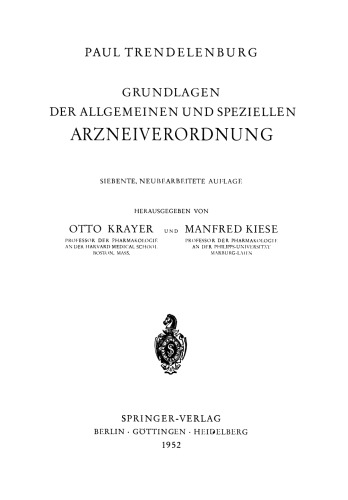 Grundlagen der Allgemeinen und Speziellen Arzneiverordnung