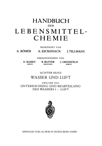 Wasser und Luft: Ƶweiter Teil Untersuchung und Beurteilung des Wassers I Luft
