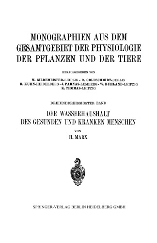 Der Wasserhaushalt des Gesunden und Kranken Menschen
