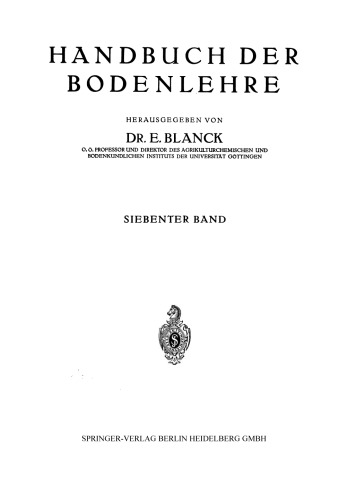 Der Boden in Seiner Chemischen und Biologischen Beschaffenheit