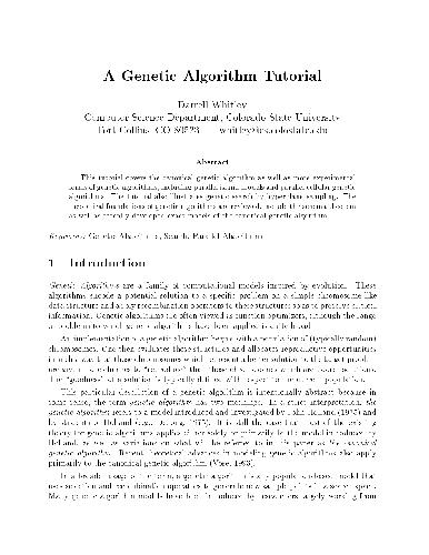 A genetic algorithm tutorial