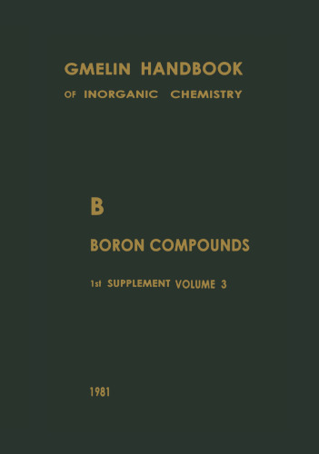 B Boron Compounds: Boron and Chalcogens. Carboranes. Formula Index for 1st Suppl. Vol. 1 to 3