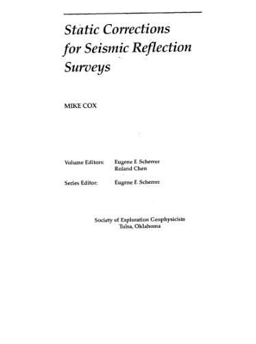 Static Corrections for Seismic Reflection Surveys