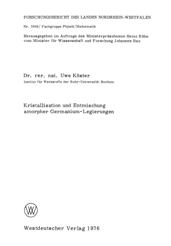 Kristallisation und Entmischung amorpher Germanium-Legierungen