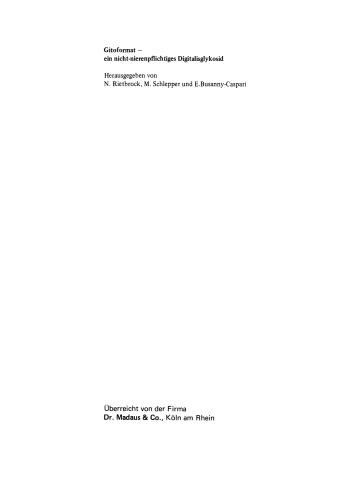 Gitoformat — ein nicht-nierenpflichtiges Digitalisglykosid