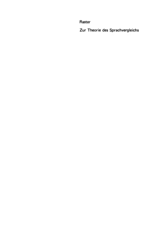 Zur Theorie des Sprachvergleichs