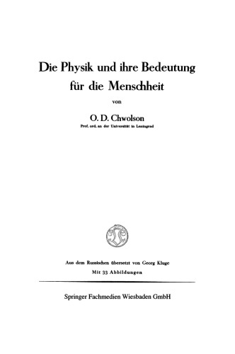Die Physik und ihre Bedeutung für die Menschheit