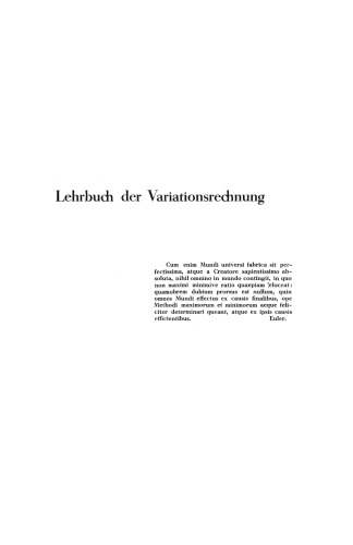 Lehrbuch der Variationsrechnung